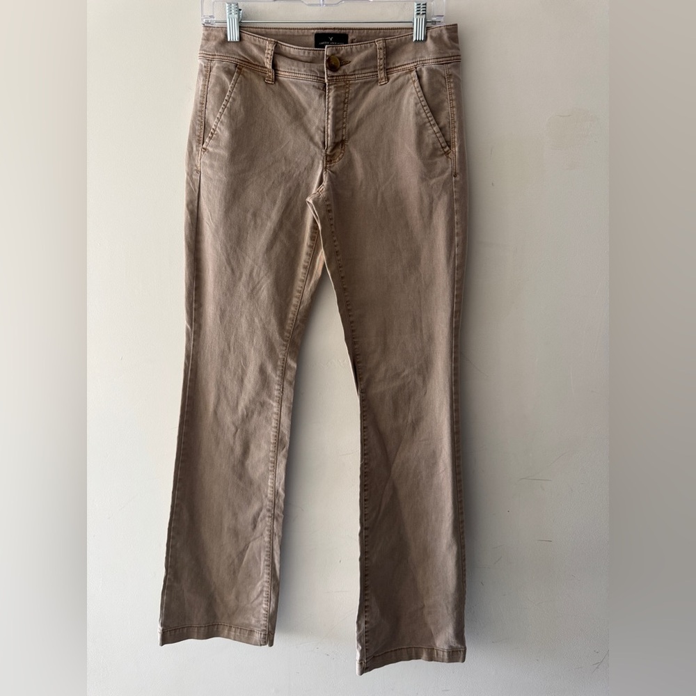 American Eagle Khaki Brown Long‎ Kick Boot Jeans